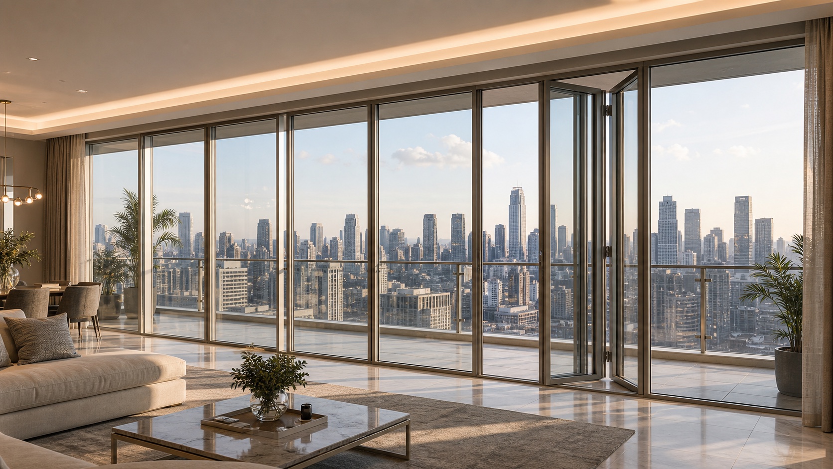 High-rise city view window